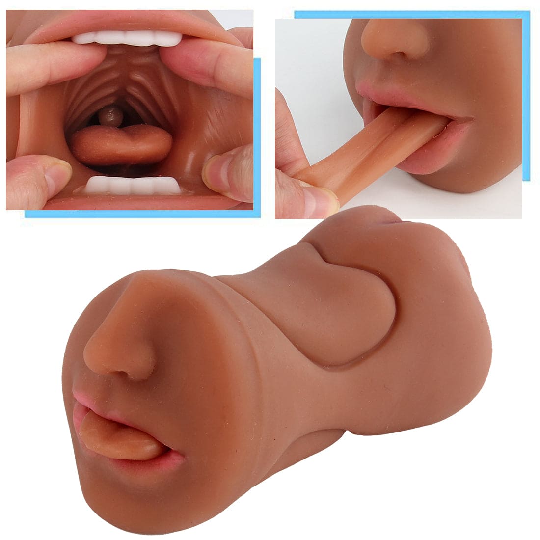 Realistic 3-in-1 Vagina Anal Handheld Pussy Male Masturbator 3D Dolls Sex Toys