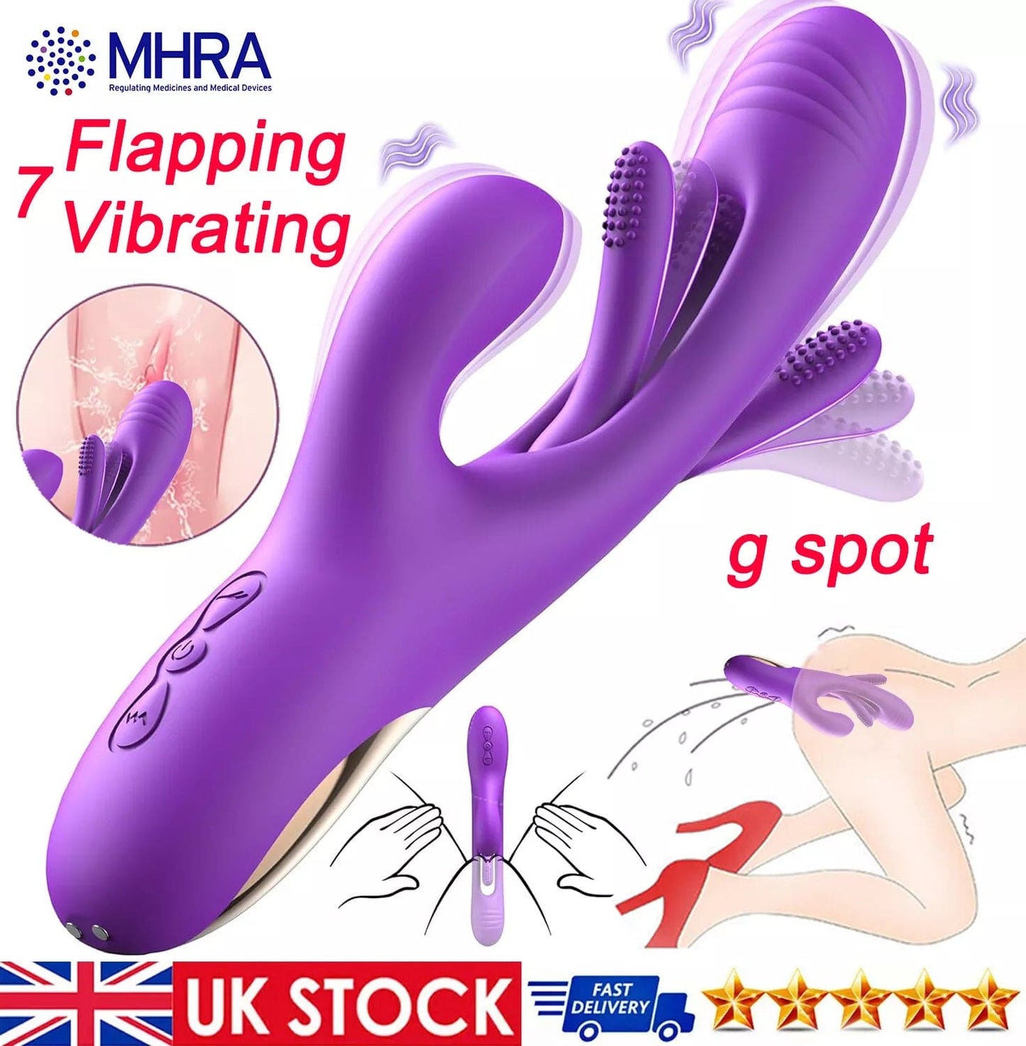 Tapping Rabbit G-spot Vibrator Clit Flapping Dildo Stimulator Women Sex Toys