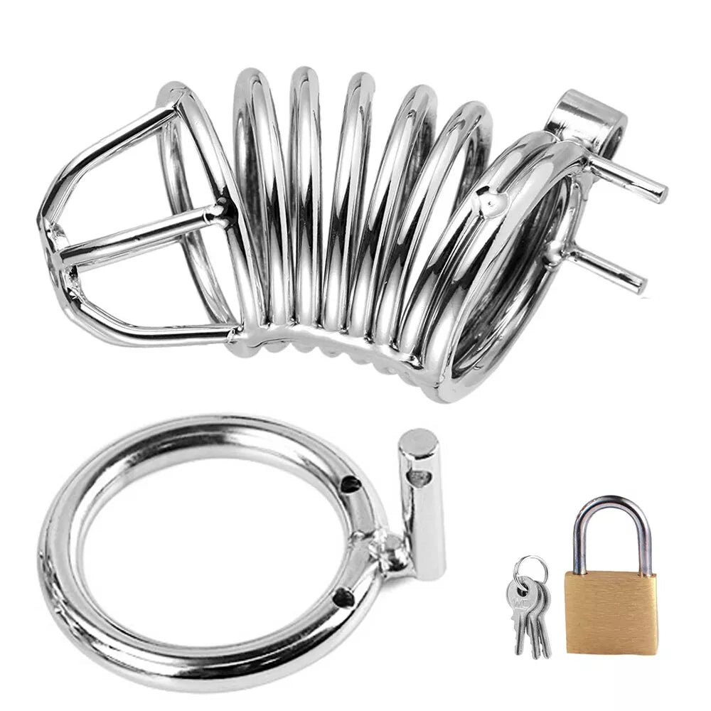 Penis Cock Cage Chastity Device Male Men Cock Lock Trainer Stainless Steel