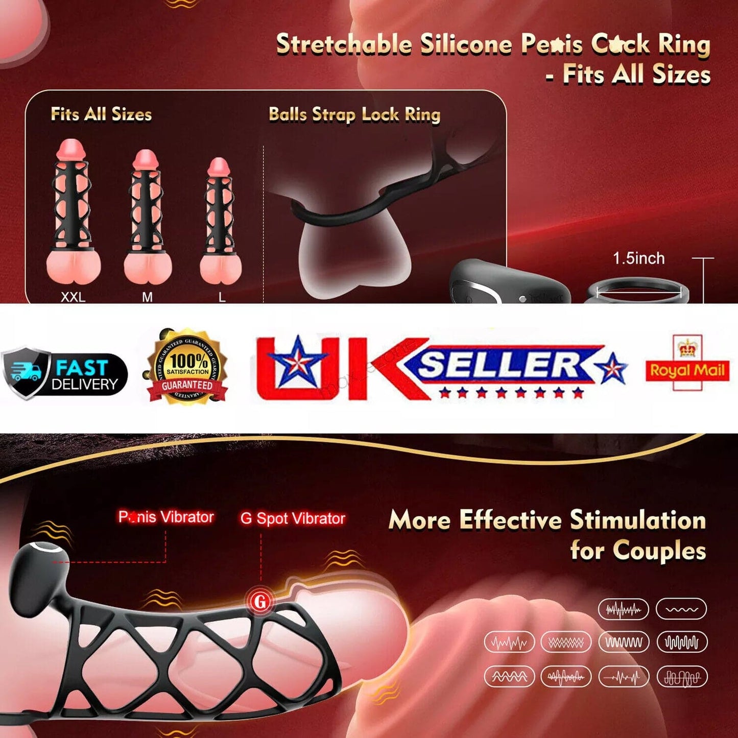 Vibrating Cock Ring Couples Sex Toys Multi Point Stimulation Delay Ejaculation