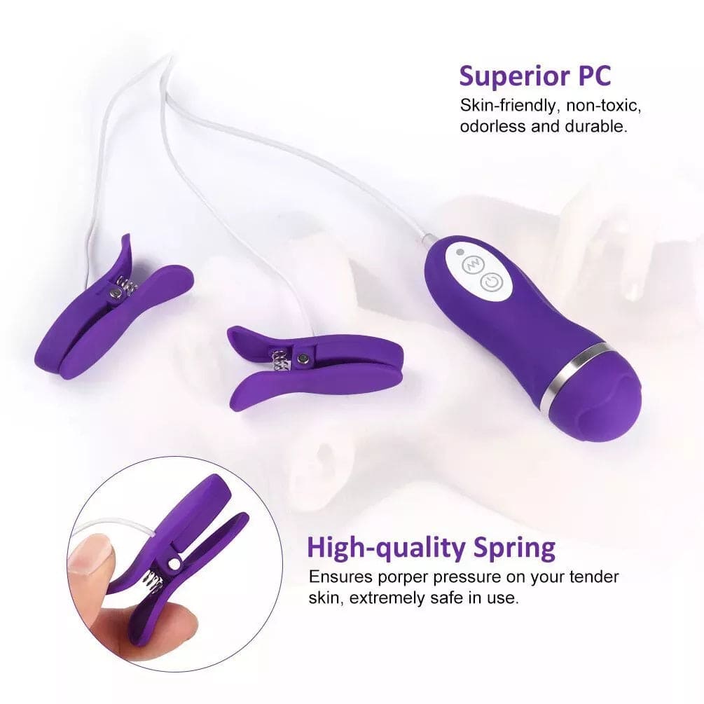 Vibrating Breast Nipple Clamps Vibrator Clit Clip SM Bondage Sex Toy For Women