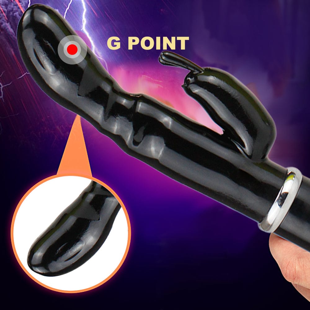 Women Vibrating G-spot Rampant Rabbit Vibrator USB Rechargeable Sex Toys Black - secretera