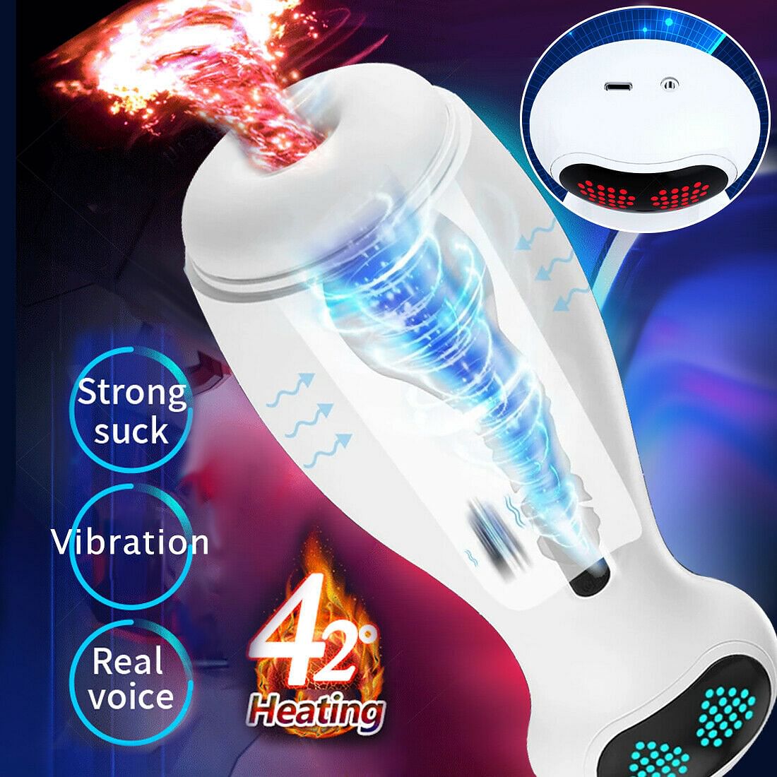 Powerful Clip Sucking Telescopic Masturbator Cup Vacuum Heating Sex Toy for Men - Yourlovelychoices