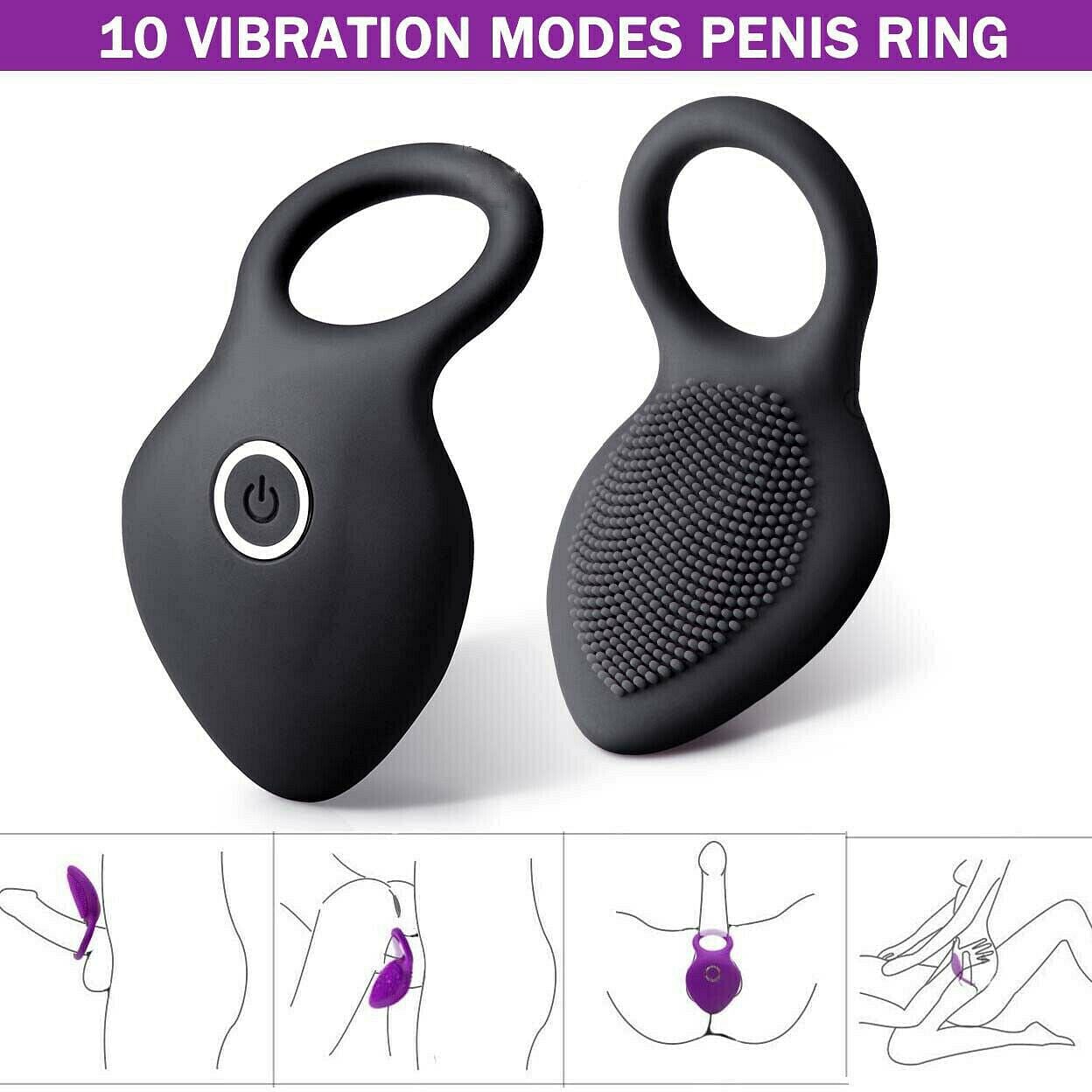 10 Speed Vibrating Cock Ring Penis Dildo Vibrator Sex Toy Men Couples Trainer - Yourlovelychoices