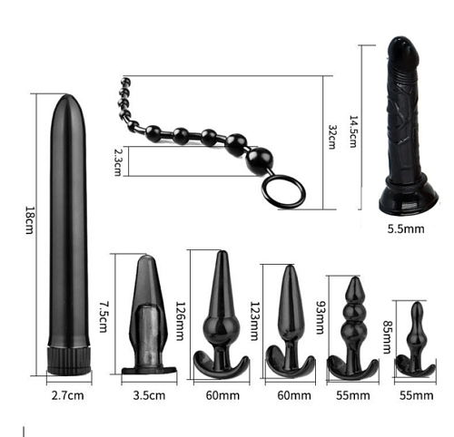 Butt Plug Set of 8 Pcs Soft Anal Beads Dildo Trainer Prostate Massager Sex Toy - Yourlovelychoices