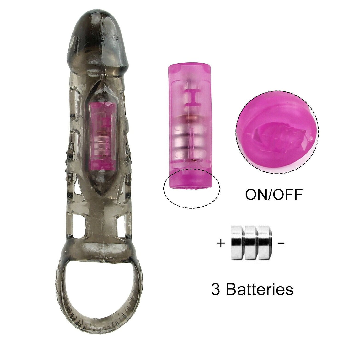 Longer Penis Sleeve Cock Ring G-Spot Vibrator Extender Adults Sex Toys Vibrating - Yourlovelychoices