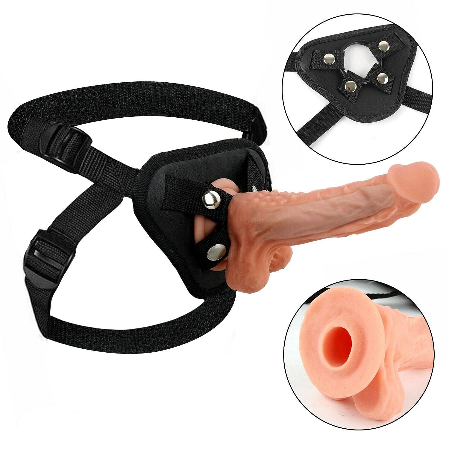 Hollow Solid Strap On Dildo Harness Vibrator Anal Plug Sex Toys for Male Couple - Yourlovelychoices