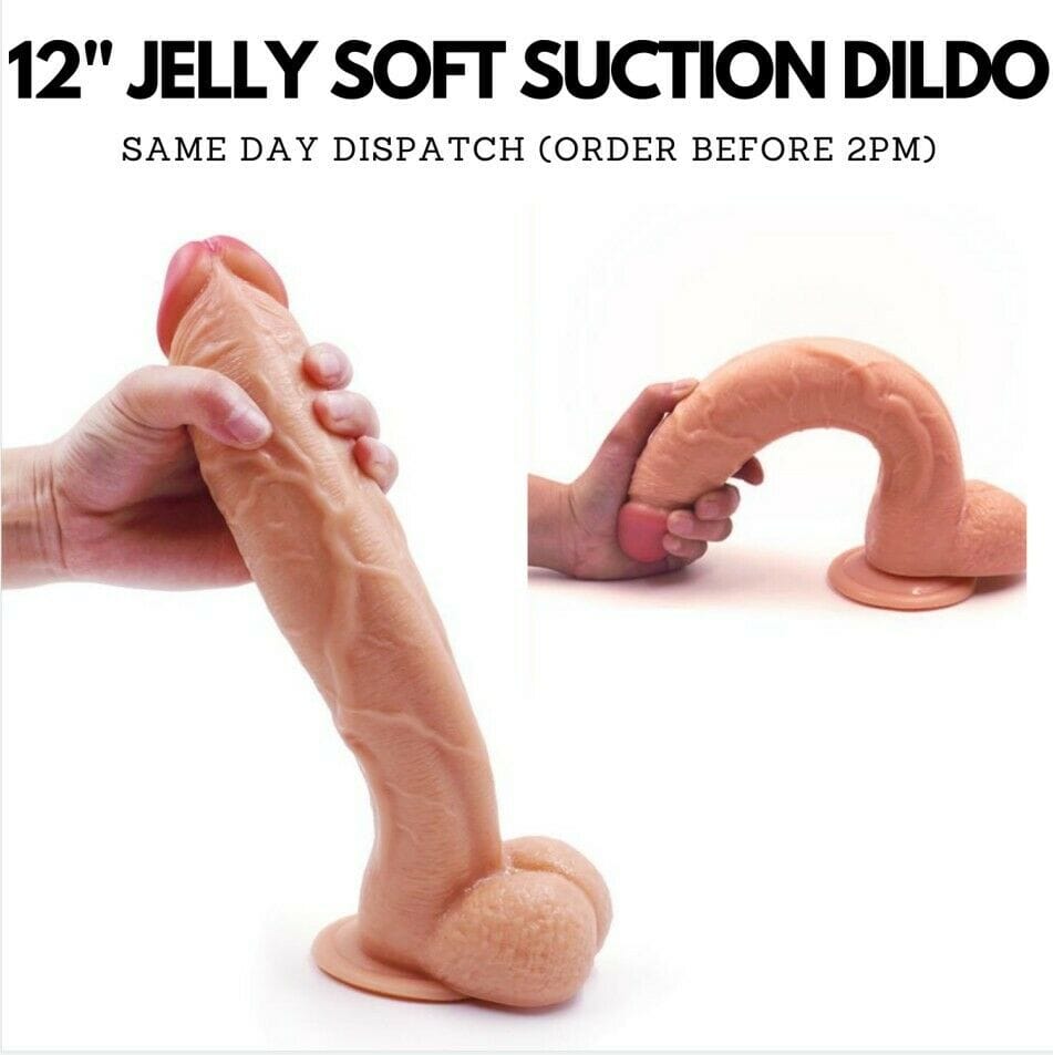 Big Bigger Dildo 12" Inch Huge Penis Cock Realistic Suction Cup Adults Sex Toys - secretera