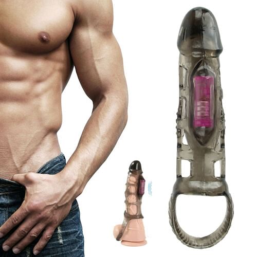 Vibrating Penis Enhancing Sleeve Cock Ring Delay Aid Clit Sex Toys Vibrator - yourlovelychoices